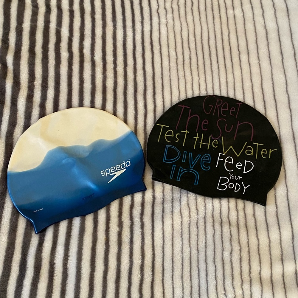 Speedo Blue and Black Swim Caps